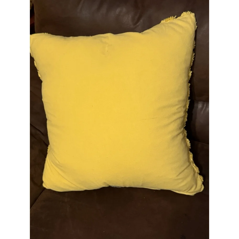 DKNY Textured Pattern Accent Throw Mustard Yellow Pillow 19”X 19” Square Heavy